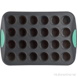 Trudeau Grey Silicone 24 Count Mini Muffin Pan with Mint Accent - B077YSW18K